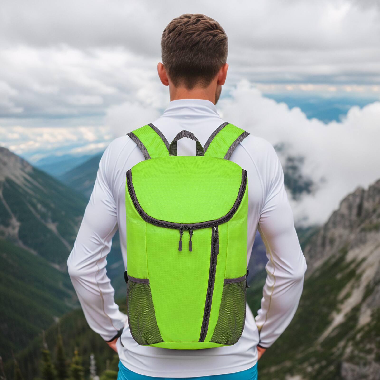 Alt View 6. Unique Bargains - Hiking Backpack 20L Packable Daypack Nylon with Adjustable Straps Lightweight Waterproof Outdoor Camping Travel - Green.