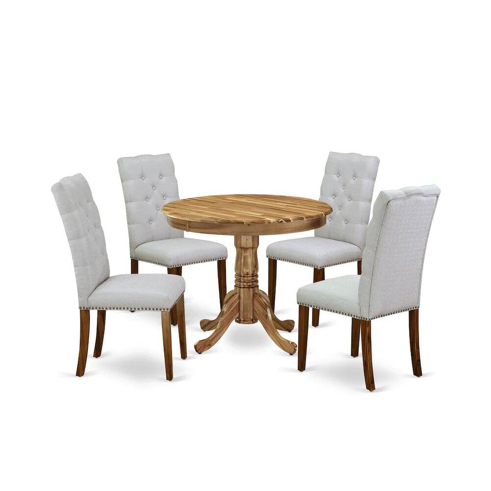 Angle. East West Furniture - Dining Room Set Natural - Brown.