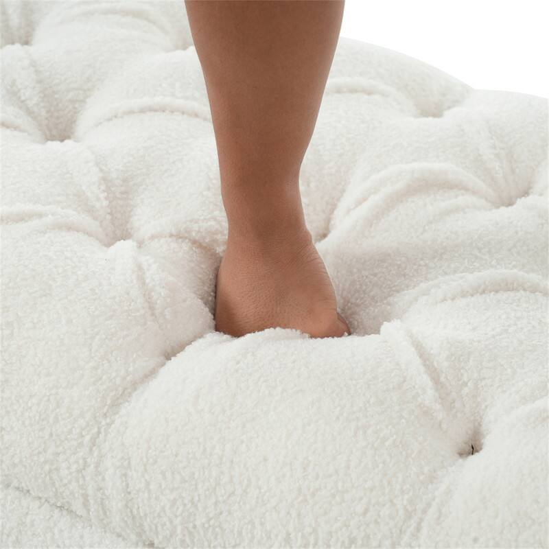 Alt View 4. HTUTWOO - Ottoman Bench with Storage - Boucle Surface, Rubber Wood Legs, 300 lbs Capacity, MDF/Pine/Plywood Construction - White.