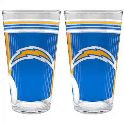 Front. Great American Products - Los Angeles Chargers Two-Piece 16oz. Pint Glass Set - Multicolor.