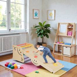 BreeBe - Wooden Triangle Climber Play Set with Reversible Ramp - Multicolor