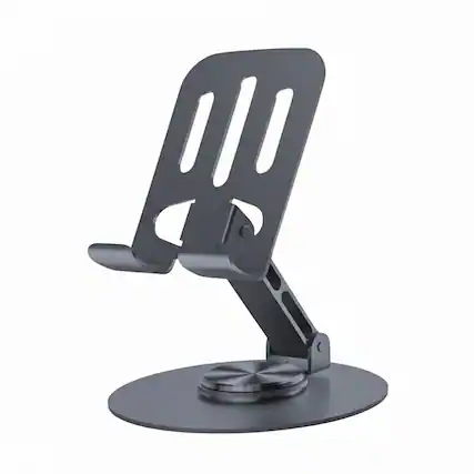 Front. Entronix - Entronix Adjustable Desktop Phone Stand - Metal Table Phone Holder - black.