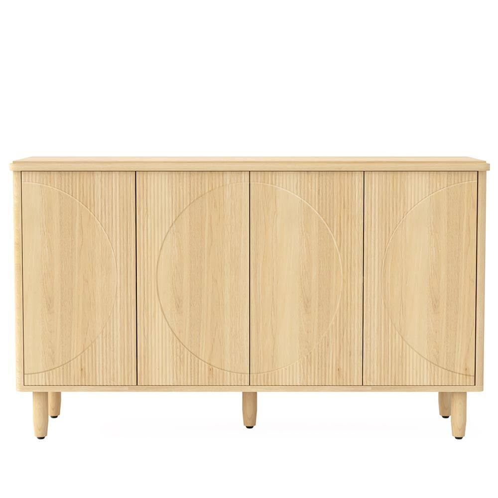 Left. Kadyn - Kadyn Sideboard Buffet Cabinet,Kitchen Storage Cabinet 59.4", White Credenza Storage Cabinet with Doors,Beige - Beige.