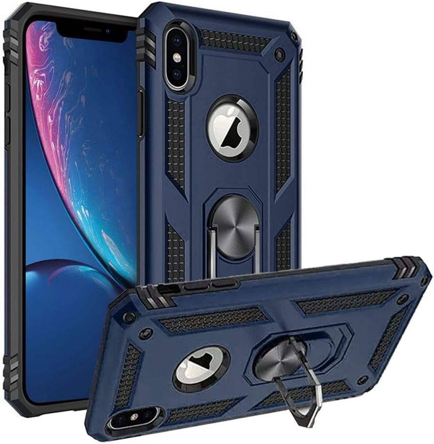 Front. Entronix - Entronix iPhone X/XS Dual-Layer Protective Case with Kickstand - Navy.