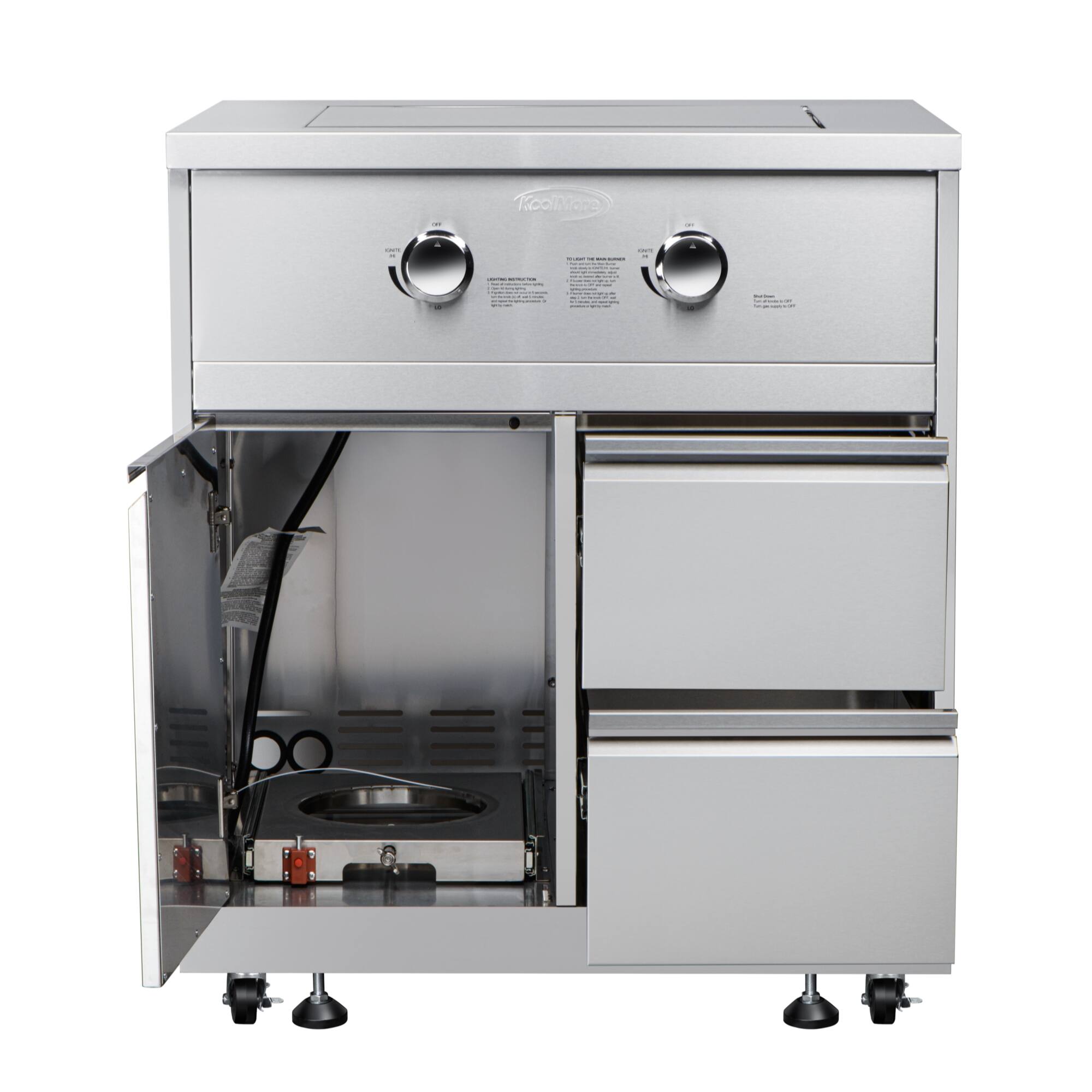 Alt View 2. Koolmore - 32 in. Outdoor Kitchen Liquid Propane Side Burner with Bottom Cabinet in Stainless-Steel (KM-OKS-SBC) - Stainless Steel.