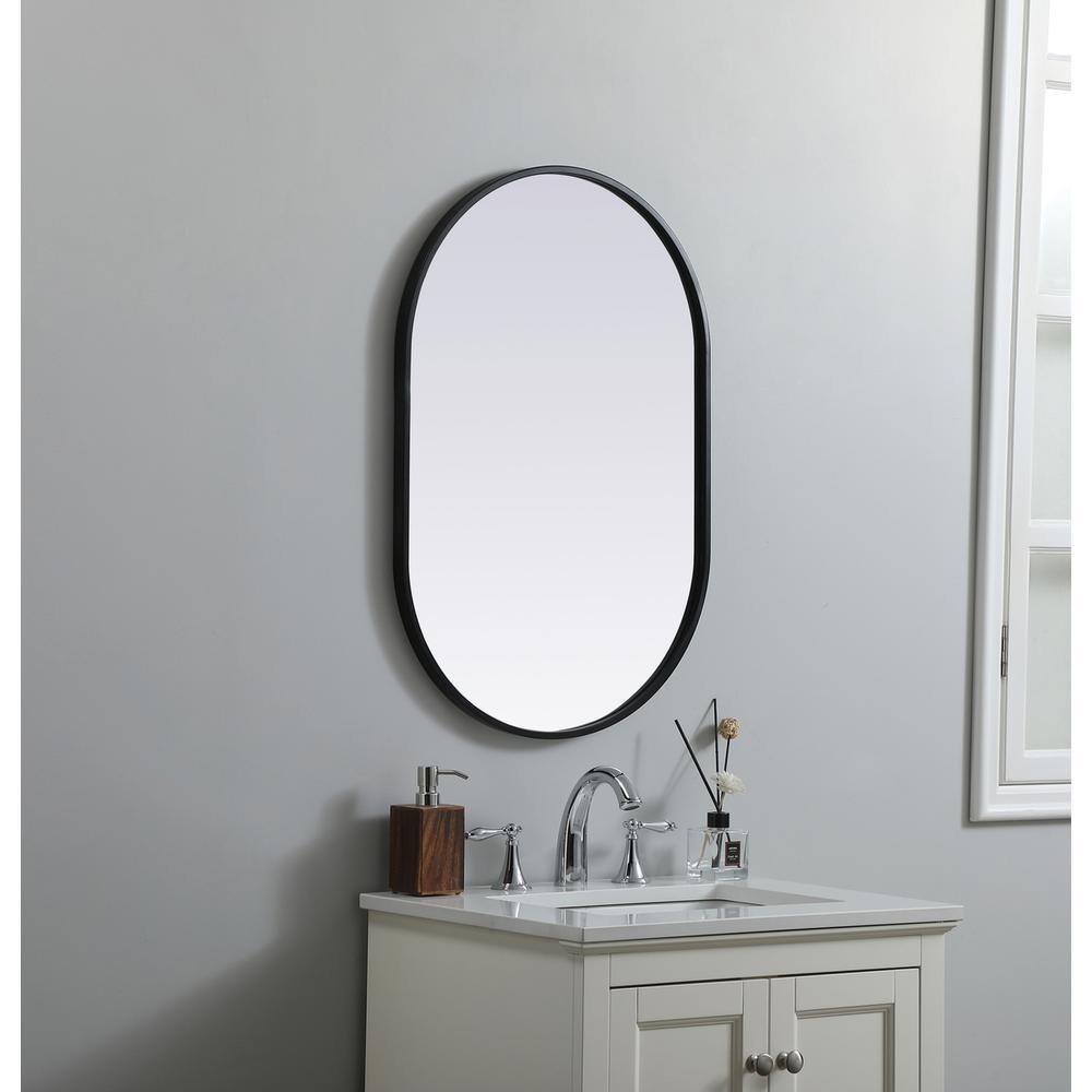 Alt View 9. Elegant Decor - Metal Frame Oval Mirror 20x30 Inch in Black - Black.