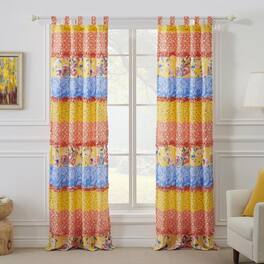 Greenland Home Fashions - Greenland Home Skylar Ruffle-Embellished Curtain Panel Pair - Set of 2 - 42x84" and 3x24" - Calico