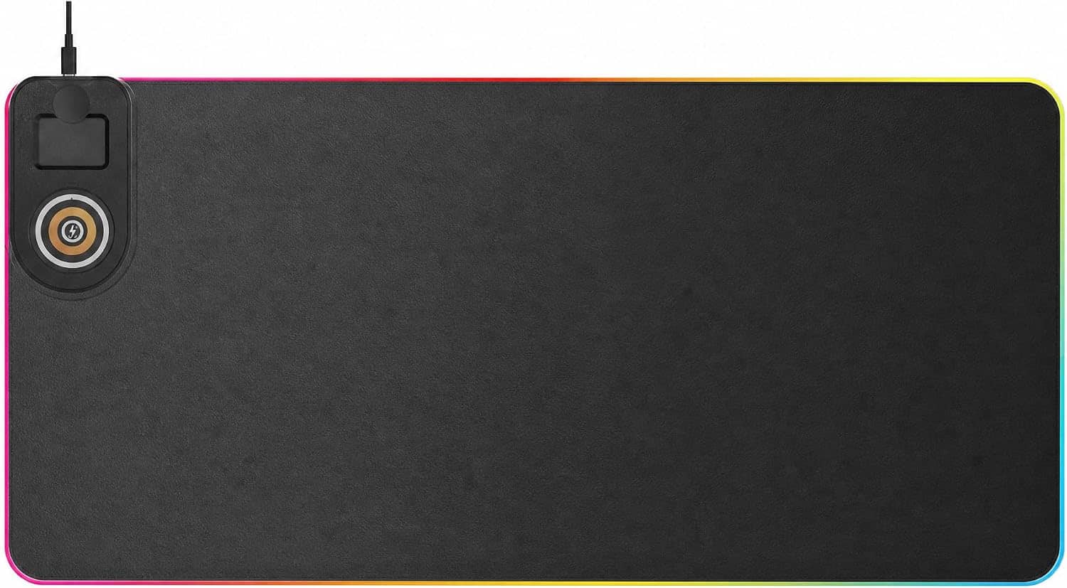 MASDROW - RGB Gaming Mouse Pad, 3in1 Magnetic Wireless Charging Led Mouse Pad 15 Dynamic & Static RGB Light Modes Memory - Black
