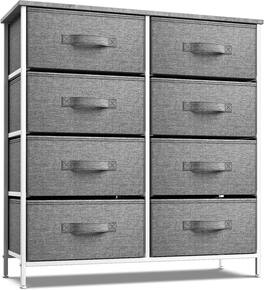 Sorbus - 8 Drawers Dresser- Storage Unit with Steel Frame, Wood Top, Fabric Bins - for Bedroom, Closet, Office, and more - Gray