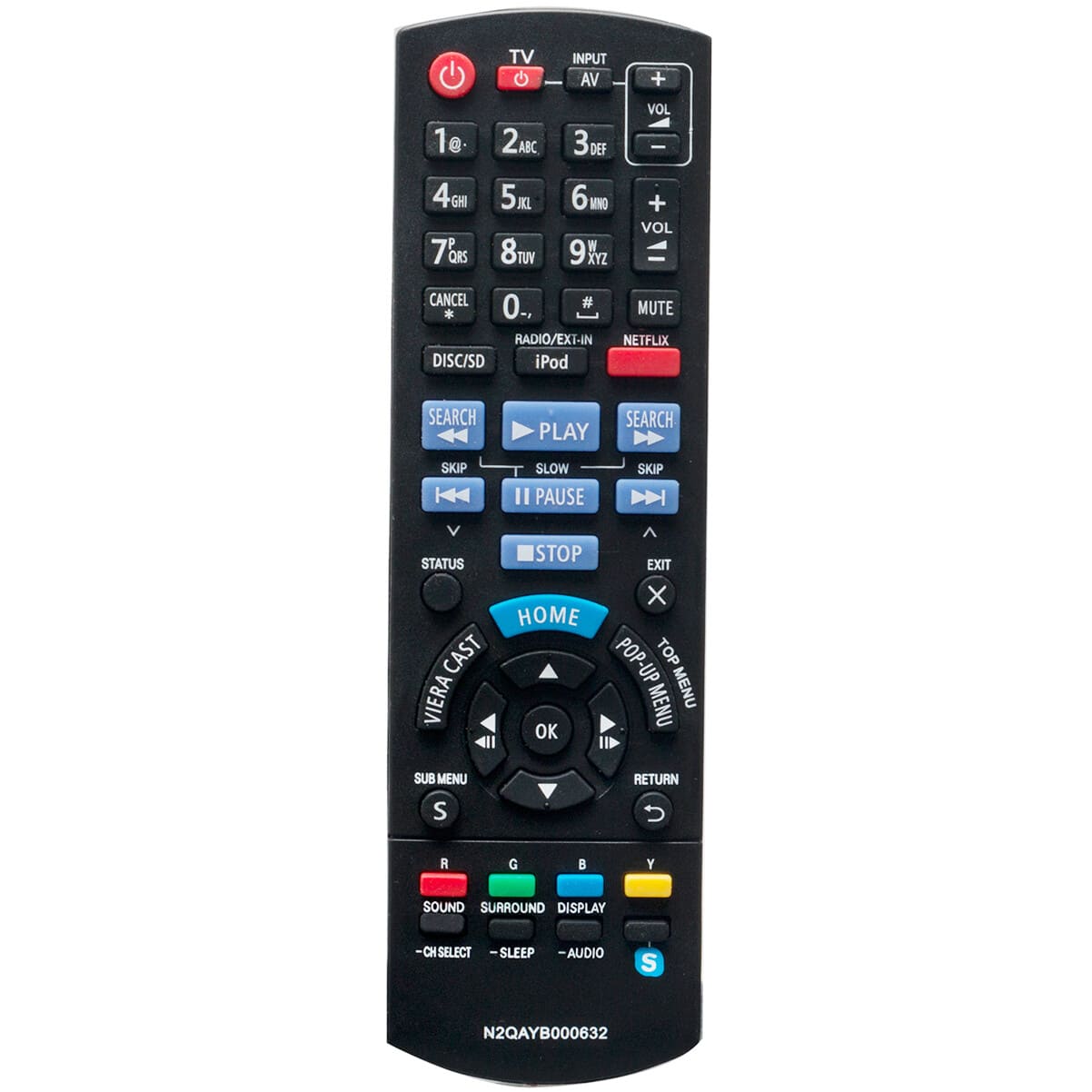 ZdalaMit - Replacement Remote N2QAYB000632 Sub N2QAYB000629 fit for Panasonic Blu-ray Disc System SC-BTT775 SC-BTT770 SC-BTT370 - Black
