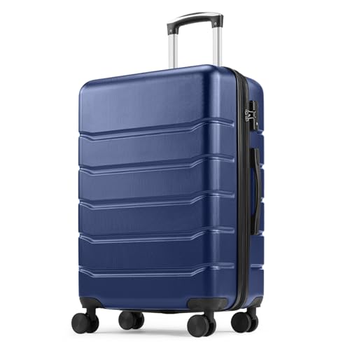 Front. Vulpecula Spade - Carry on Luggage, Hard Shell ABS Suitcase with Double Spinner Wheels, Lightweight Expandable Rolling Suit Case with TSA - Navy Blue.