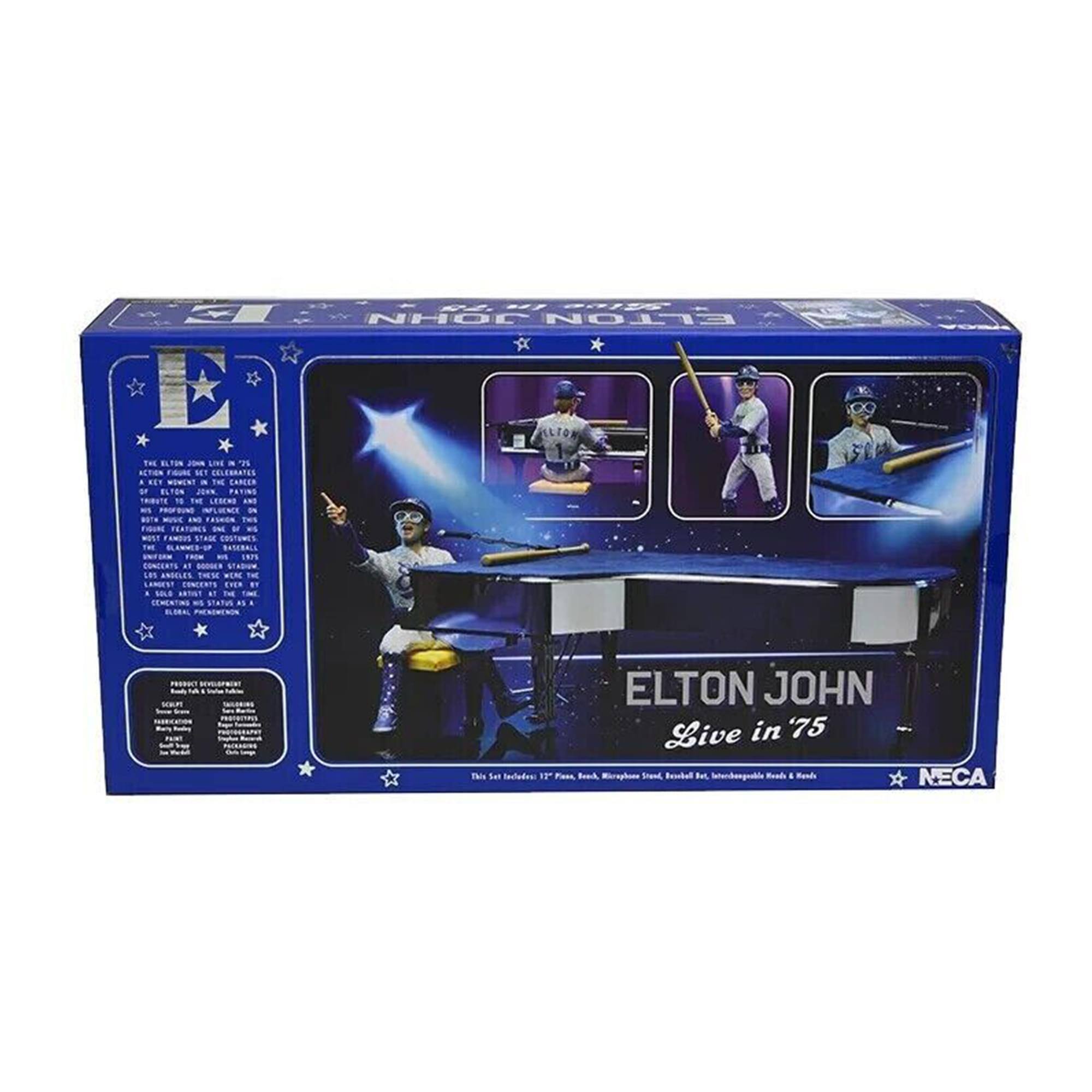 ELTON JOHN Live in '75

This set celebrates Elton John's legendary concert at the Long Beach Arena in 1975, a key moment in the career of one of the most iconic musicians of all time. The concert featured Elton John and his band, including Bernie Taupin, with a set list that included hits like "Philadelphia Freedom," "Bennie and the Jets," "Philadelphia Freedom," "Saturday Night's Alright for Fighting," "Honky Cat," "Crocodile Rock," "Philadelphia Freedom," "Bennie and the Jets," and "Philadelphia Freedom."

The set includes:
- Elton John
- Bernie Taupin
- Nigel Olsson
- Davey Johnstone
- Ray Cooper
- Jimmy Miller
- Davey Johnstone
- Ray Cooper

This set includes 13 pieces: Elton John, Bernie Taupin, Nigel Olsson, Davey Johnstone, Ray Cooper, Jimmy Miller, and accessories.

NECA