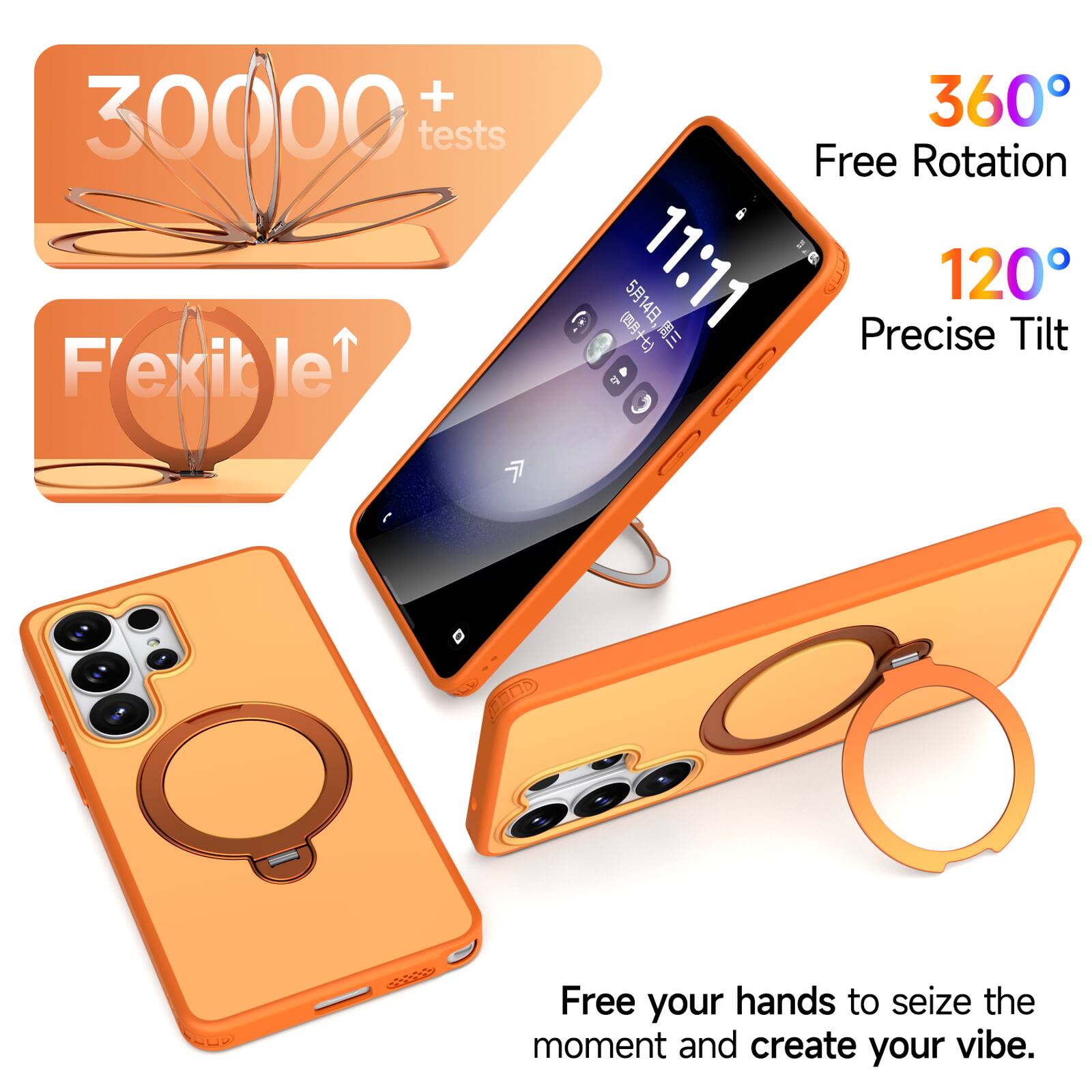 + 30000 tests  
Flexible  
360° Free Rotation  
120° Precise Tilt  
7  
Free your hands to seize the moment and create your vibe.