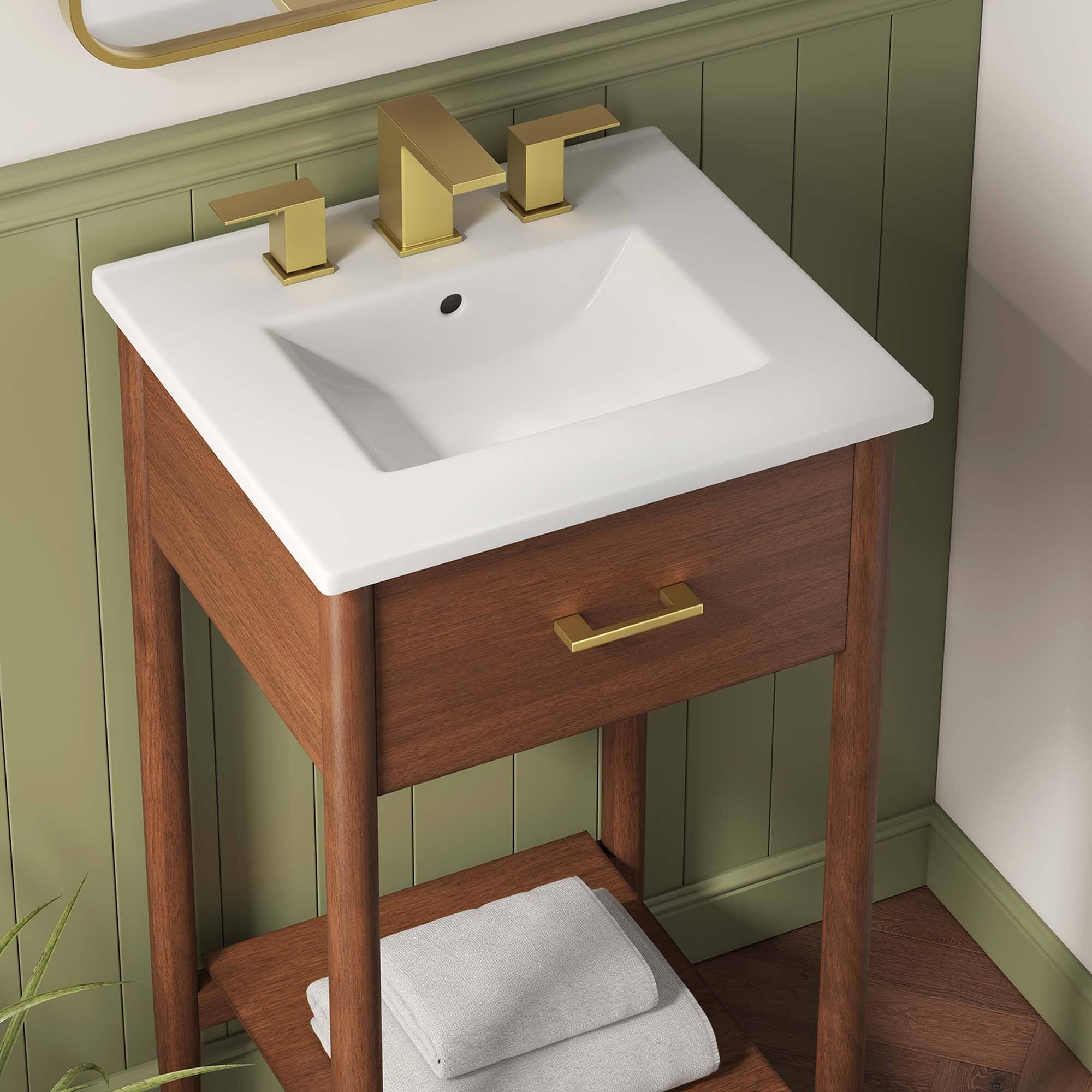 Alt View 1. Modway - Zaire Bathroom Vanity Basin Included by Modway - Walnut White.