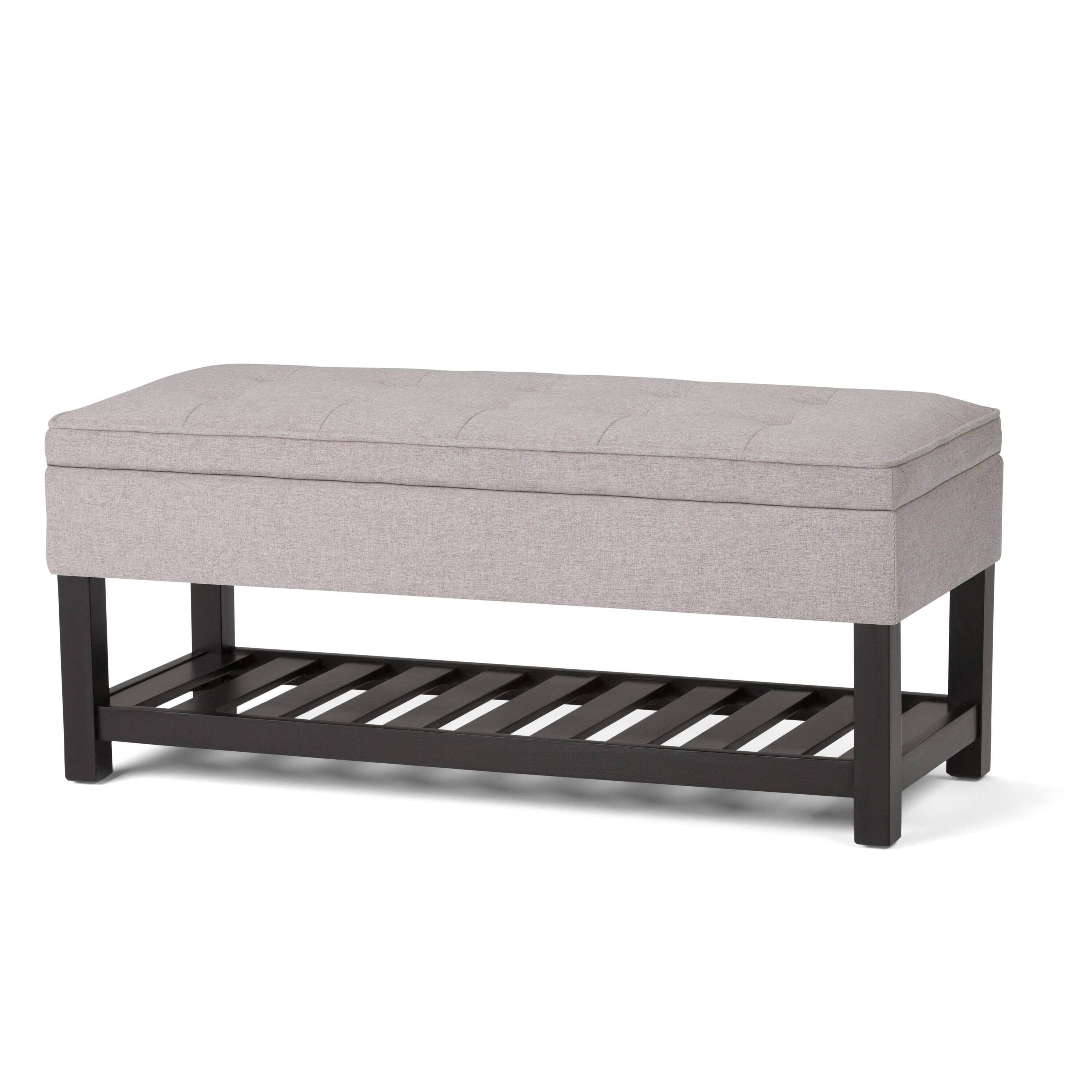Angle. Simpli Home - Cosmopolitan Storage Ottoman Bench with Open Bottom - Cloud Grey.