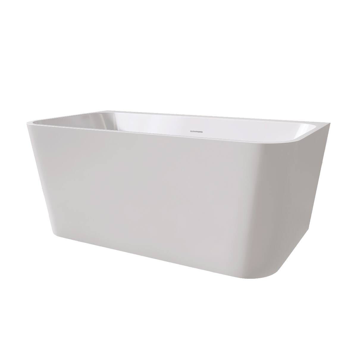 Alt View 1. Loheer - Loheer 55 in Freestanding Acrylic Soaking Bathtub Gloss White Rectangular Tub - Gloss White.