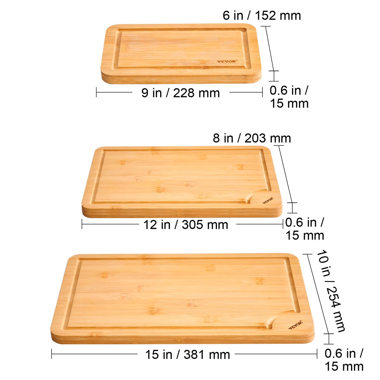 - 6 in / 152 mm
- 9 in / 228 mm
- 0.6 in / 15 mm
- 8 in / 203 mm
- 12 in / 305 mm
- 15 in / 381 mm
- 0.6 in / 15 mm
- 10 in / 254 mm
- 0.6 in / 15 mm