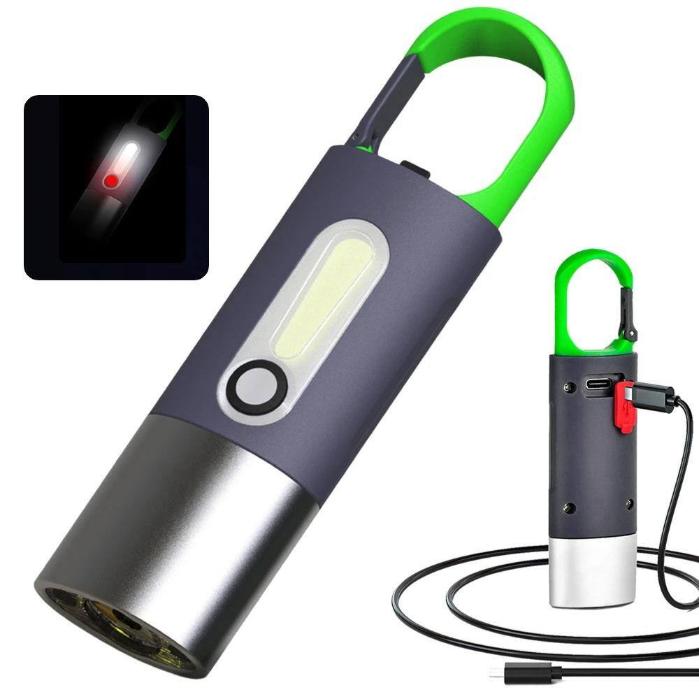 Alt View 1. Cluzine - Rechargeable Mini LED Flashlight with Carabiner,Type-C Charging, COB Side Light for Camping.