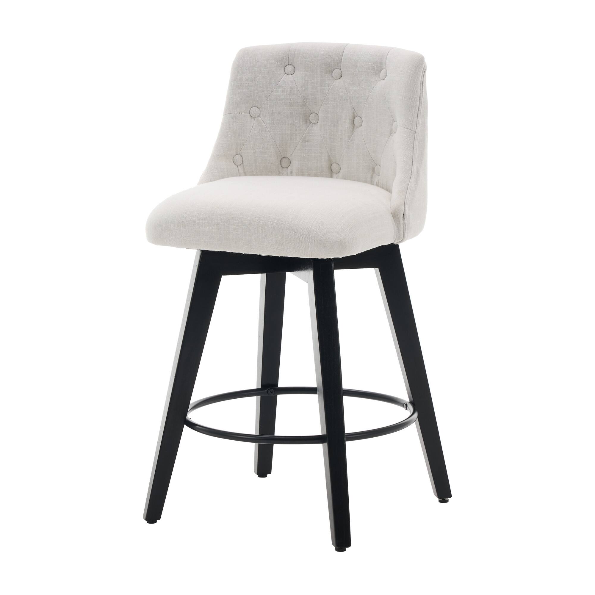 Alt View 7. APRILSOUL - 007-360 Swivel Bar Stools Set of 2 Modern 25 Counter Height StainResistant Button Tufted White - White.