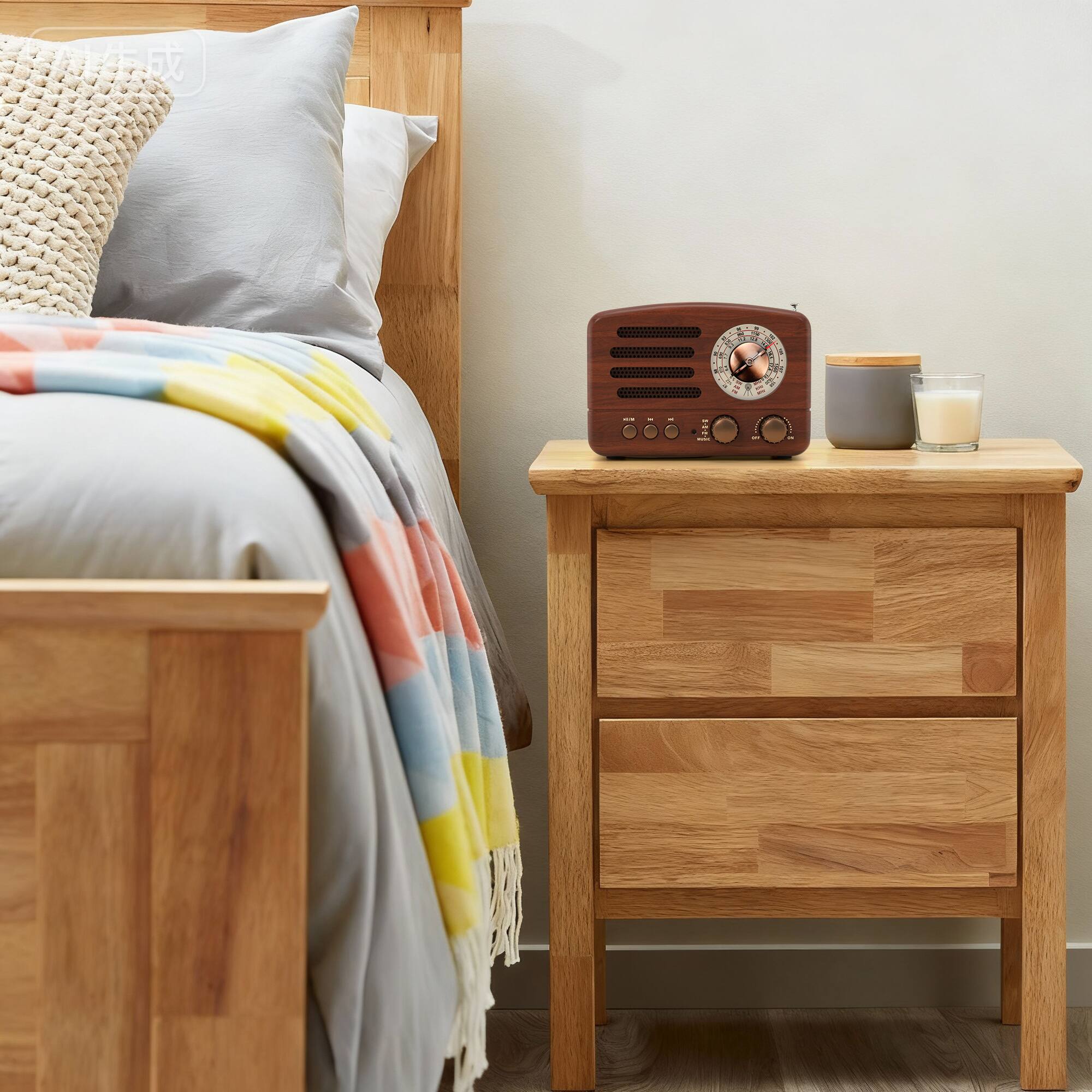 Alt View 6. Topteng - Retro Bluetooth Speaker, AM/FM/SW Radio with USB/TF Card Playback, Portable Vintage Wireless Music Player, 5W.