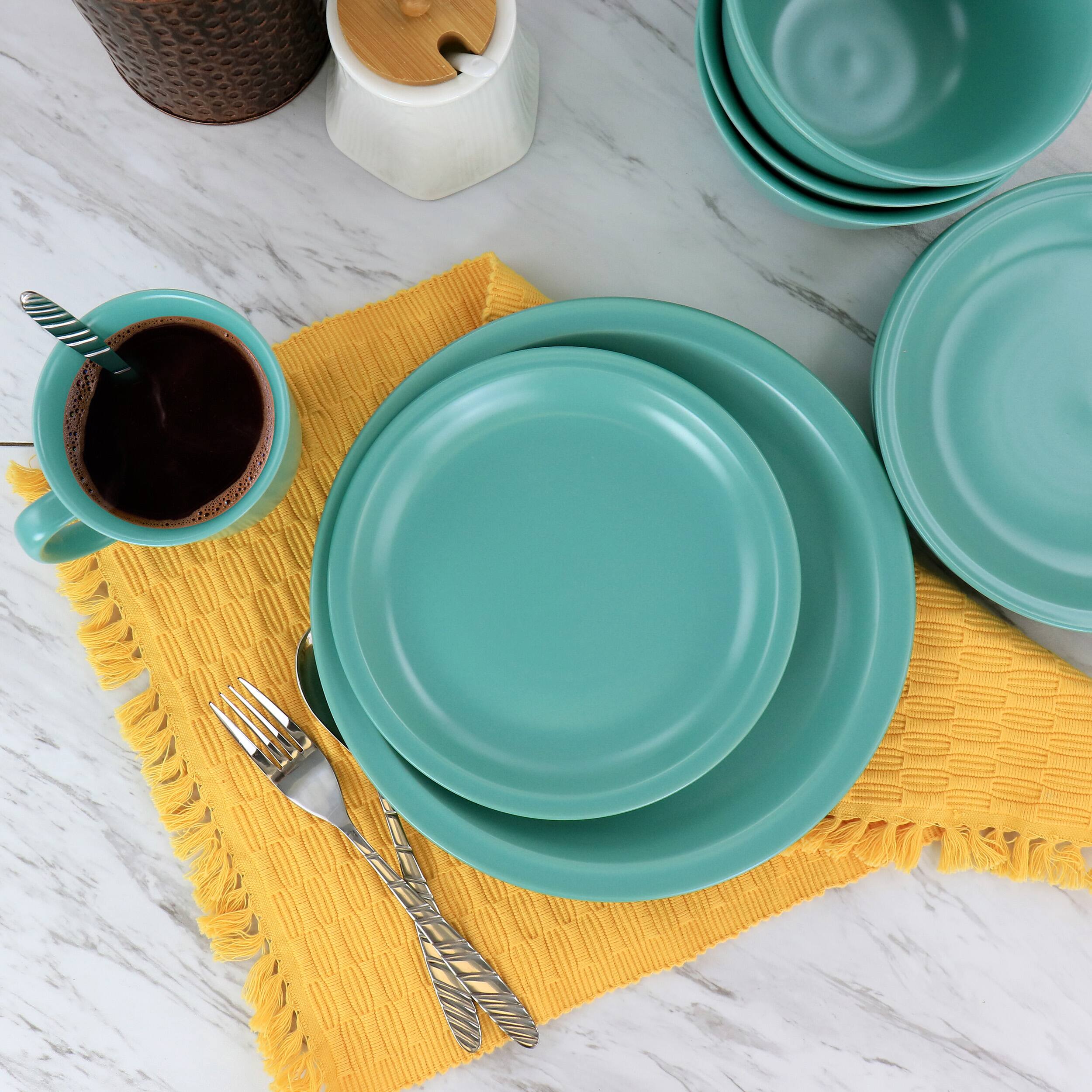 Alt View 7. Gibson - Gibson Home 16 Piece Siam Stoneware Dinnerware Set in Green - Green.