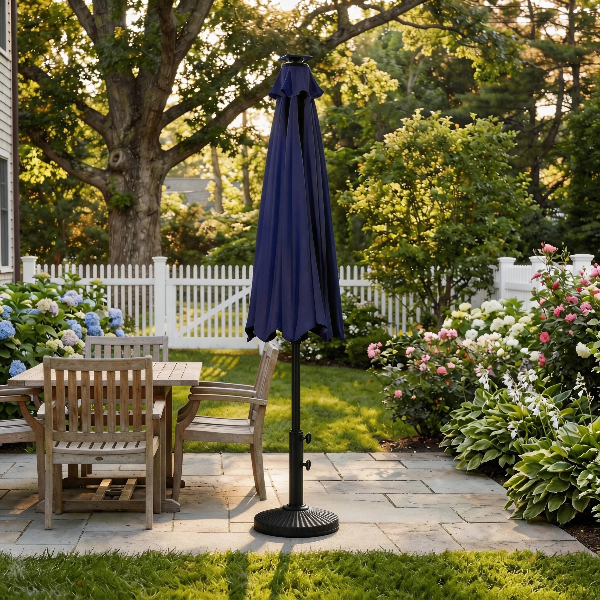 Alt View 1. Mondawe - 10ft Electric Patio Umbrella with Remote and LED Light - Navy.