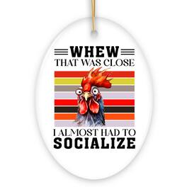 OrnamentallyYou - Quirky Antisocial Rooster Ceramic Ornament Cute and Funny Christmas Gift - Multi-colored