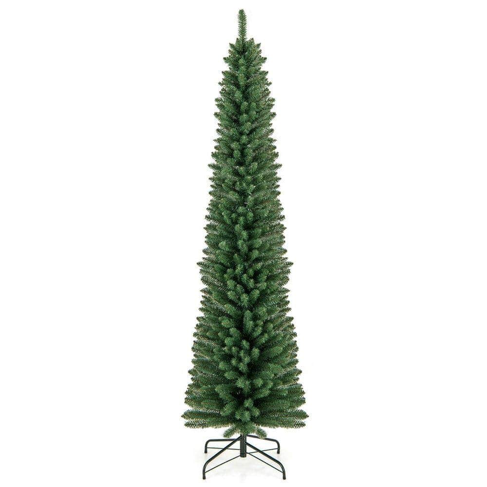 Resenkos - 7-Ft Pencil Christmas Tree - Memory Wire Branch Tips - Green