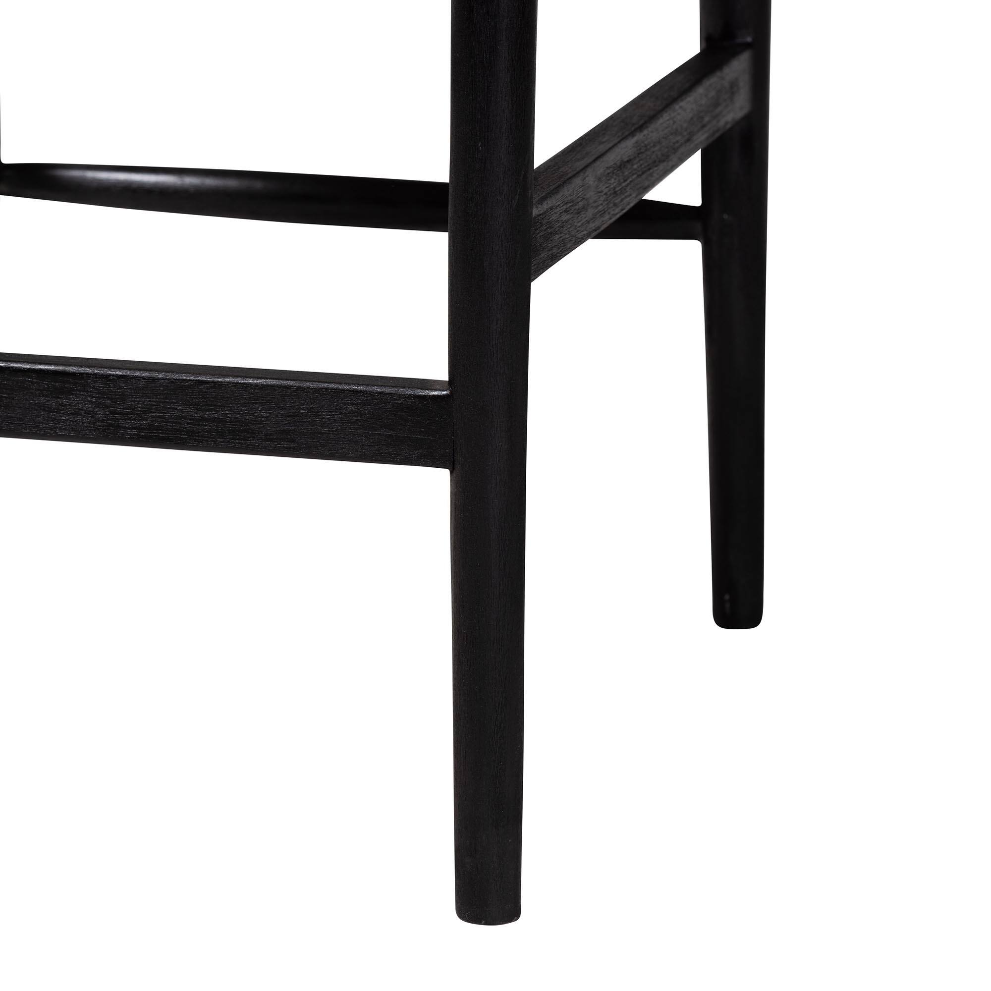 Alt View 2. bali & pari - Fika Wishbone Counter Stool with Handwoven Seagrass Seat - Mahogany Wood Frame Counter Height Seating - Black/Natural Brown.