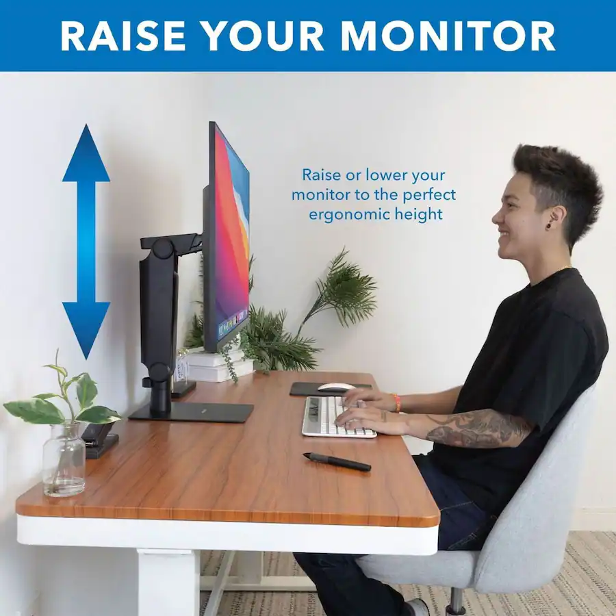 Raised Monitor Mount It! Freestanding Height Adjustable Monitor Arm for 17″–32 ...