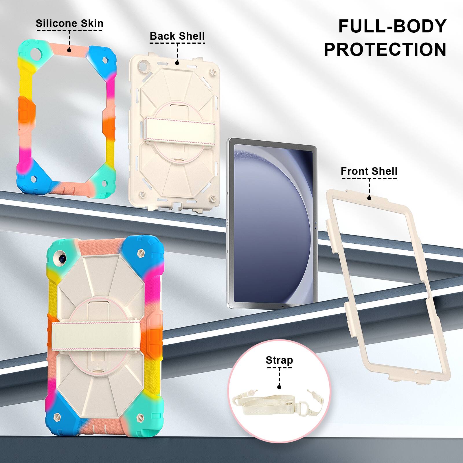 Silicone Skin Back Shell FULL-BODY PROTECTION Front Shell Strap