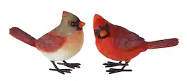 BreeBe - Cardinal Bird Figurine (Set of 4) - Red, Black