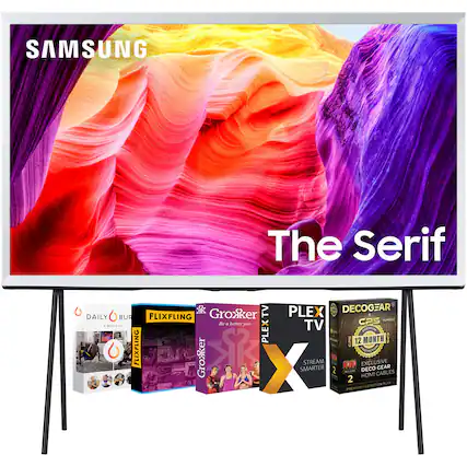 SAMSUNG
The Serif
DAILY BUZZ
FLIXFLING
Grokker
PLEX TV
DECOGEAR
CPS BUNDLE
12 MONTH
STREAM SMARTER
EXCLUSIVE
HDMI CABLES
PREMIUM PROTECTION