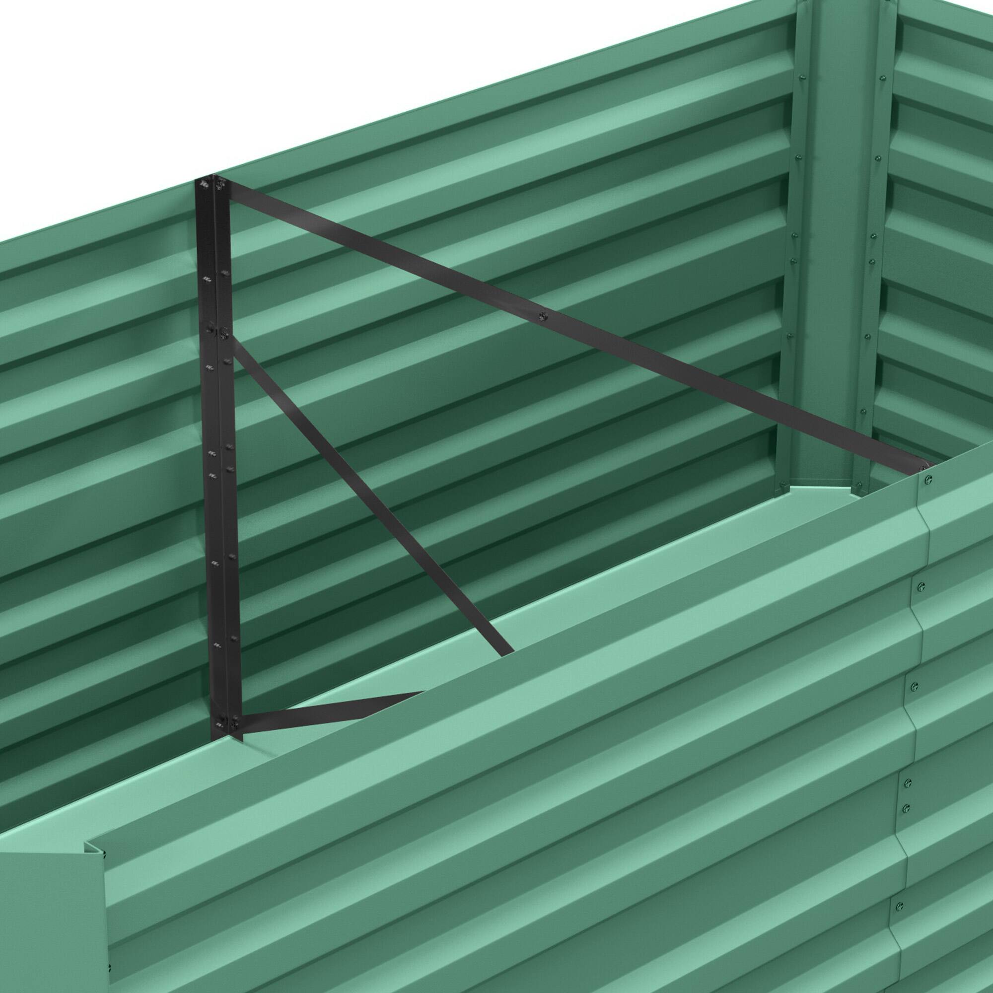 Alt View 7. Outsunny - Galvanized Raised Garden Bed Kit with Reinforcing Bars, Large and Tall Metal Planter Box for Vegetables, 6' x 3' x 2' - Light Green.