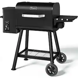 KingChii - 456-sq in Black Pellet Grill and Smoker with Side Shelf and PID Temperature Control