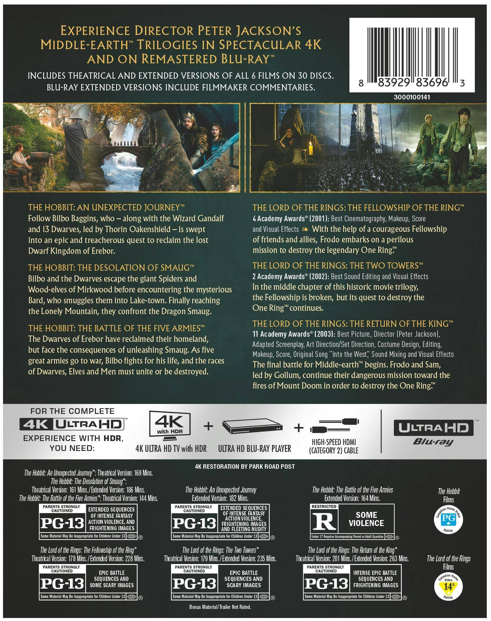 Back. Middle-Earth 6-Film Collection (4K Ultra HD) [UHD].