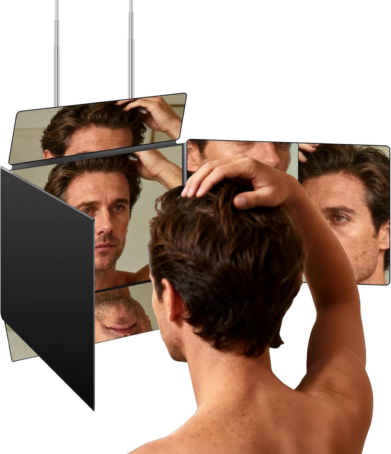 Stamp n Camp - 3 Way Mirror for Self Hair Cutting,360 Haircuts Men for Barber Use Tools,to See Back of Head - Black 5 Way Mirror Without Led