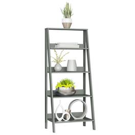Madesa - 5-Tier Ladder Shelf 24"L Free Standing Bookshelf for Home Office Study Room and Kitchen - Gray