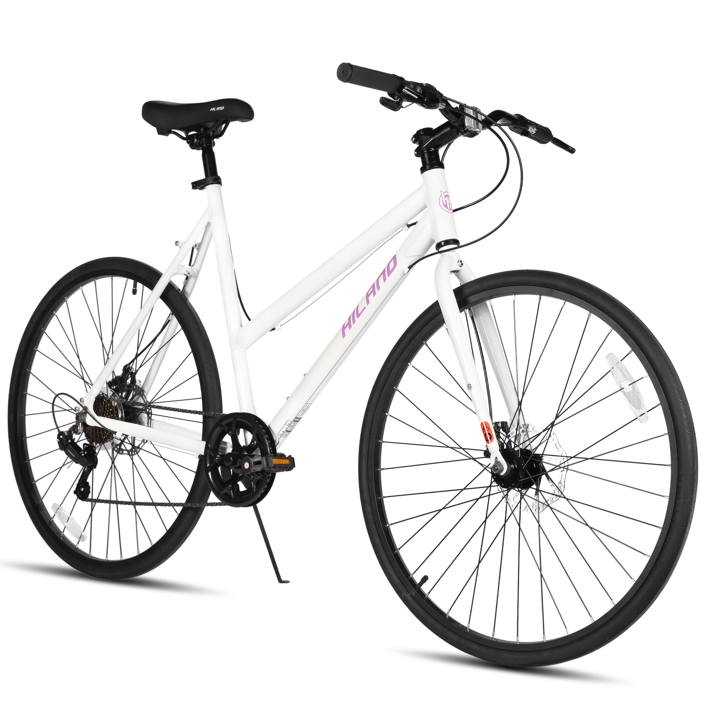 HILAND - Velo 700C Hybrid Bike - City Bicycle for Men Women - M Size - White
