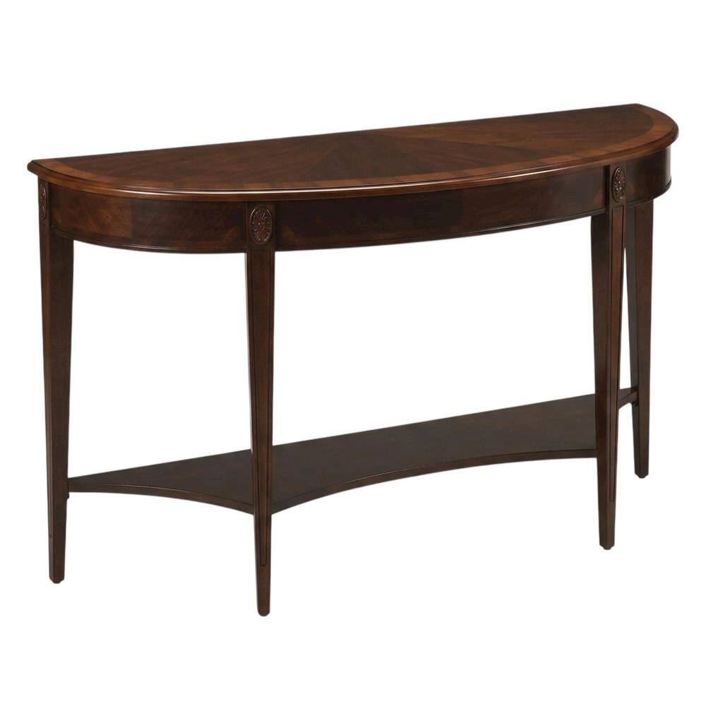 Front. Starlight Canyon Home - Demilune Console Table, Traditional Sofa Table for Entryway or Hallway - Dark Brown.