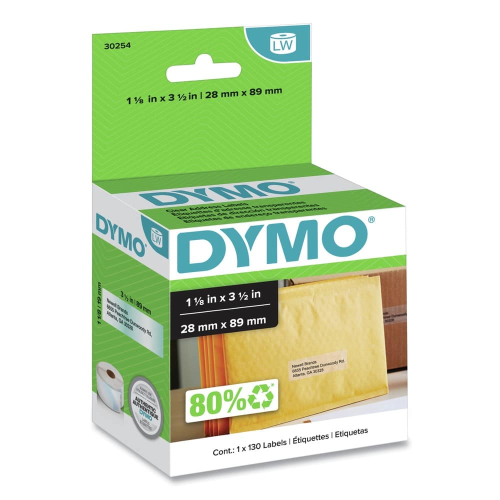 DYMO - 30254 LabelWriter 1.12 in. x 3.5 in. Address Labels - (1/Box) - Clear