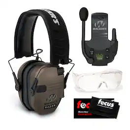 Walkers - Razor Slim Electronic Muff (Flat Dark Earth) with Walkie Talkie Bundle - Green