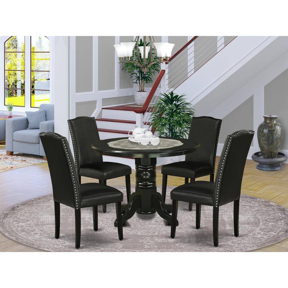 Back. East West Furniture - Dining Room Set Black - Brown.