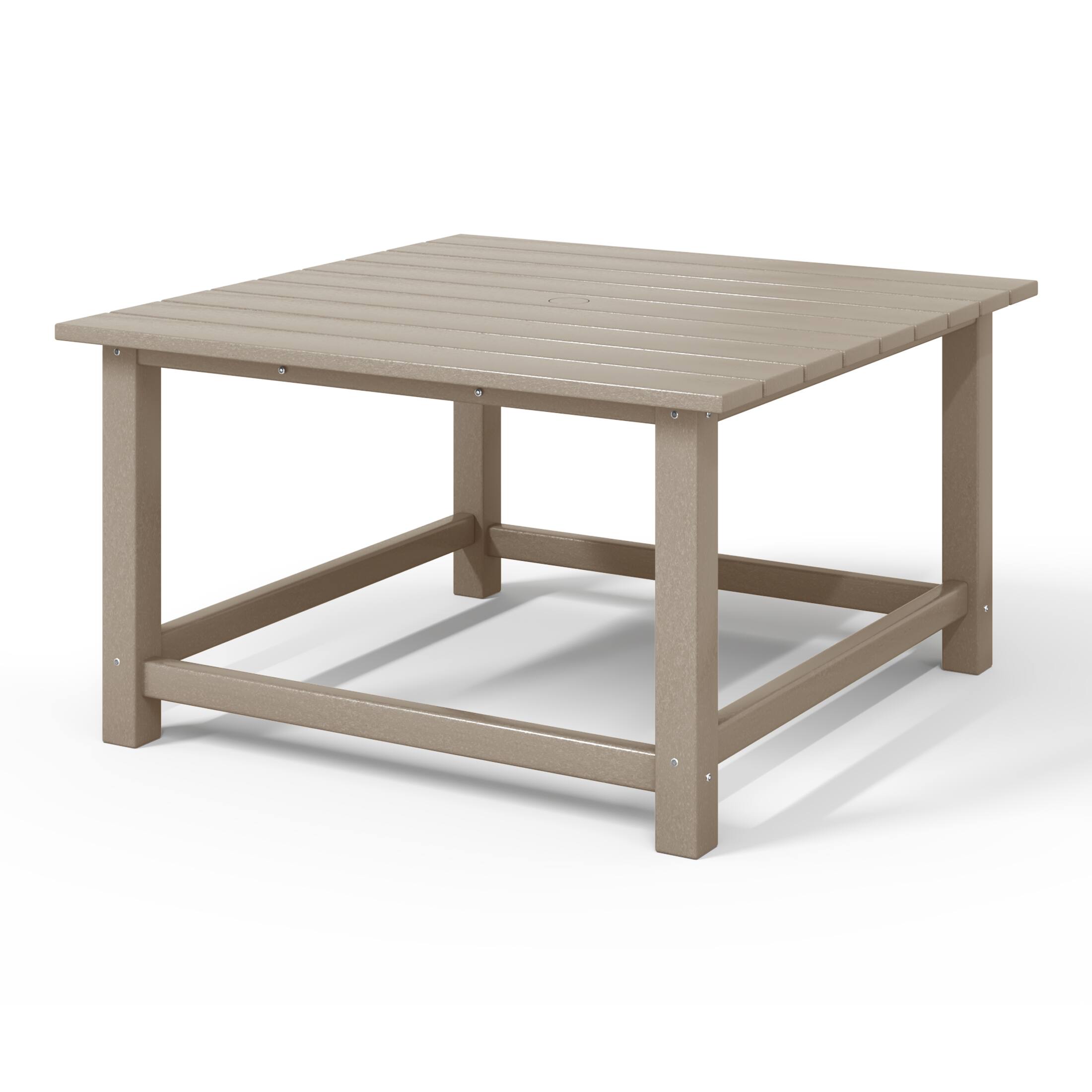 Back. WestinTrends - WestinTrends Malibu Low Outdoor HDPE Square Patio Coffee Table - Weathered Wood.