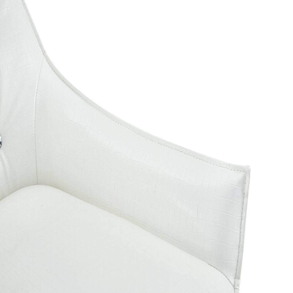 Alt View 10. Loheer - Loheer Crocodile Pattern Accent Chair Set of 2 White PU Leather - White.