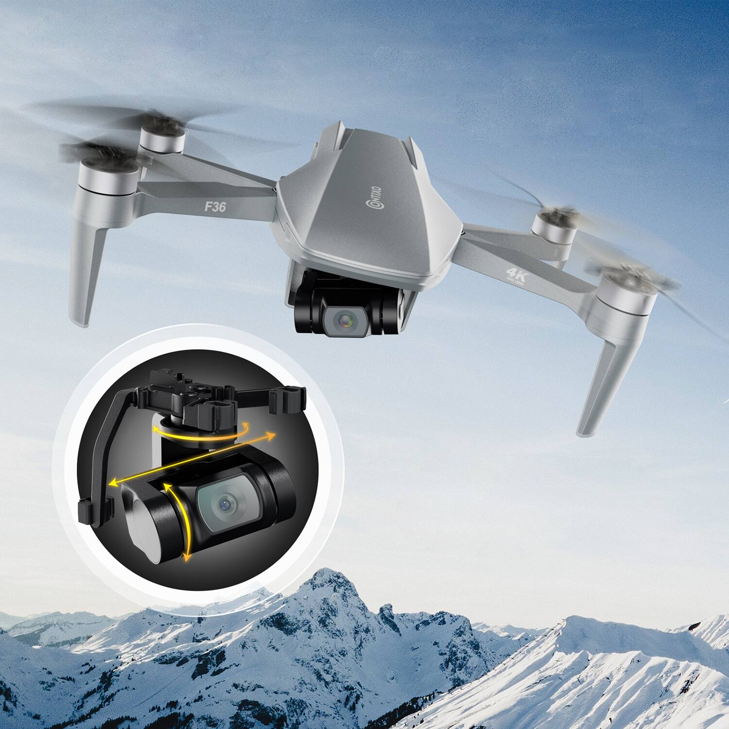 Alt View 15. Contixo - F36 Gimbal Drone with Remote Controller - Silver.