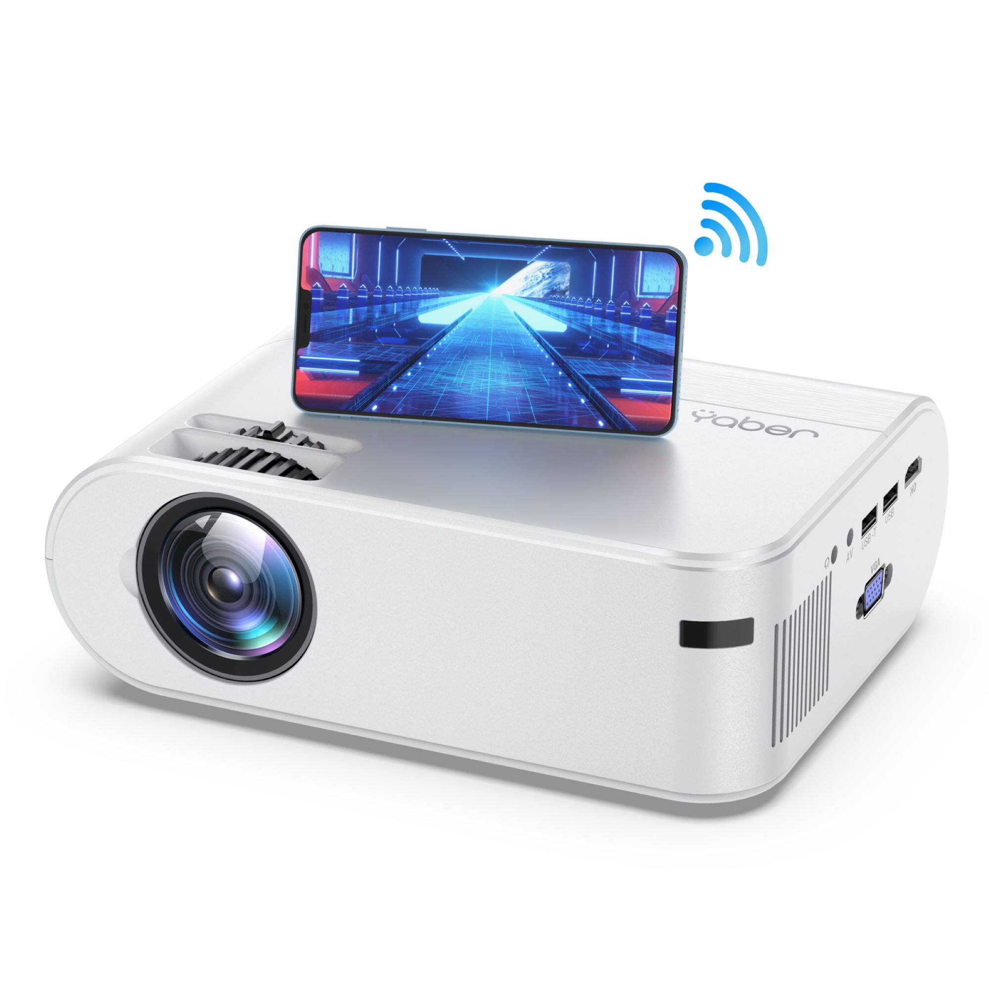 Alt View 12. Yaber - Yaber Buffalo U2 HIFI Stereo Projector with 720P Resolution, WiFi Wireless Screen Mirroring, and Zoom Function - White.