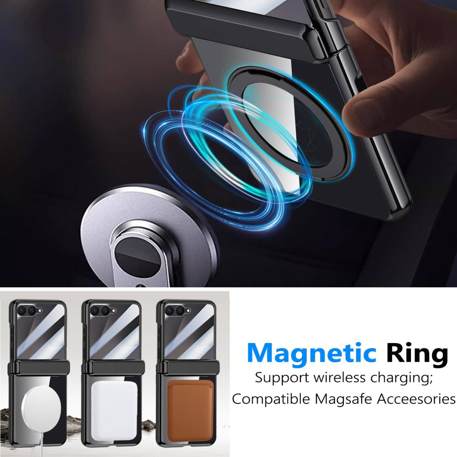 Magnetic Ring Support wireless charging; Compatible Magsafe Accessories