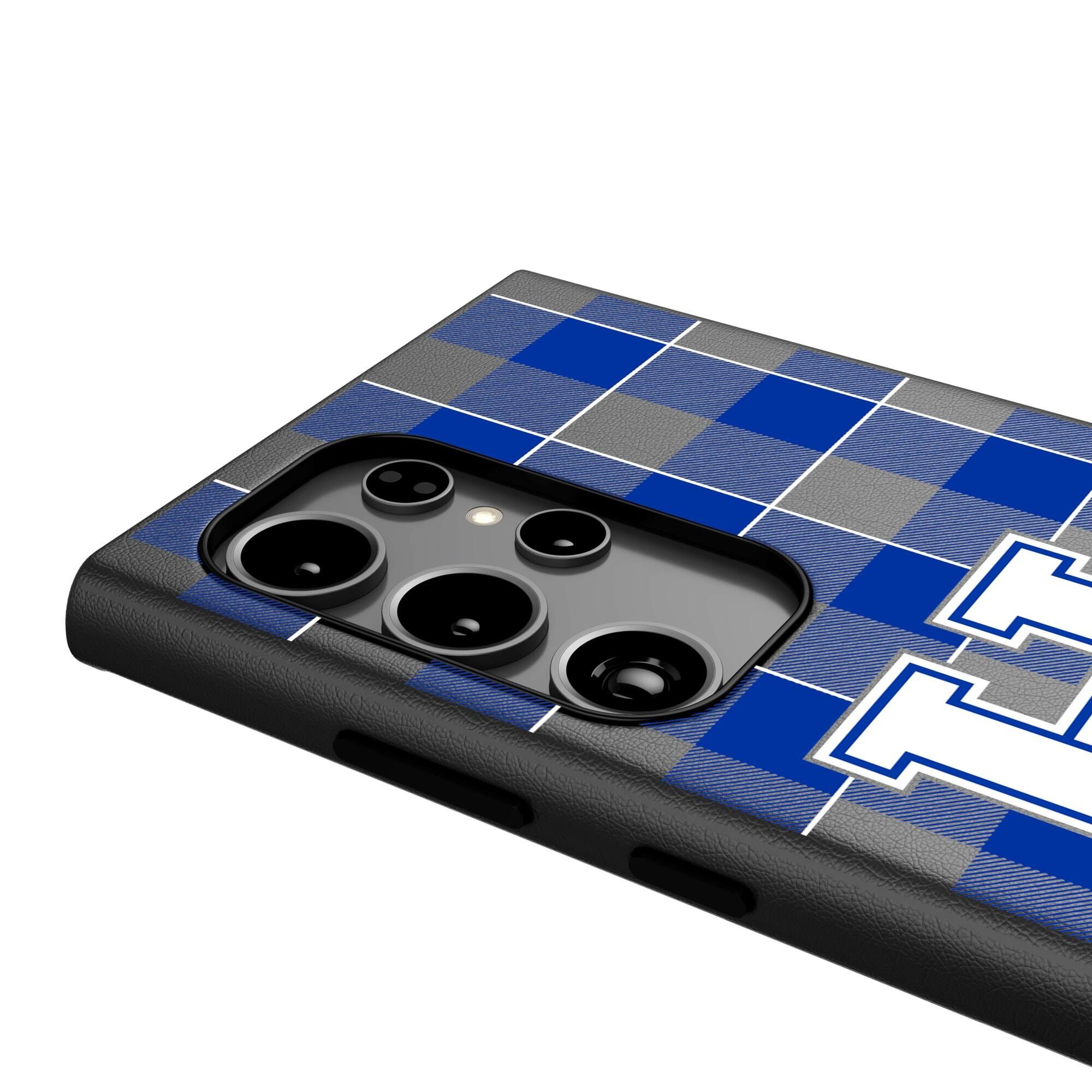 Alt View 3. Keyscaper - Kentucky Wildcats Plaid Galaxy Magnetic Bump Case - S25 - Black.