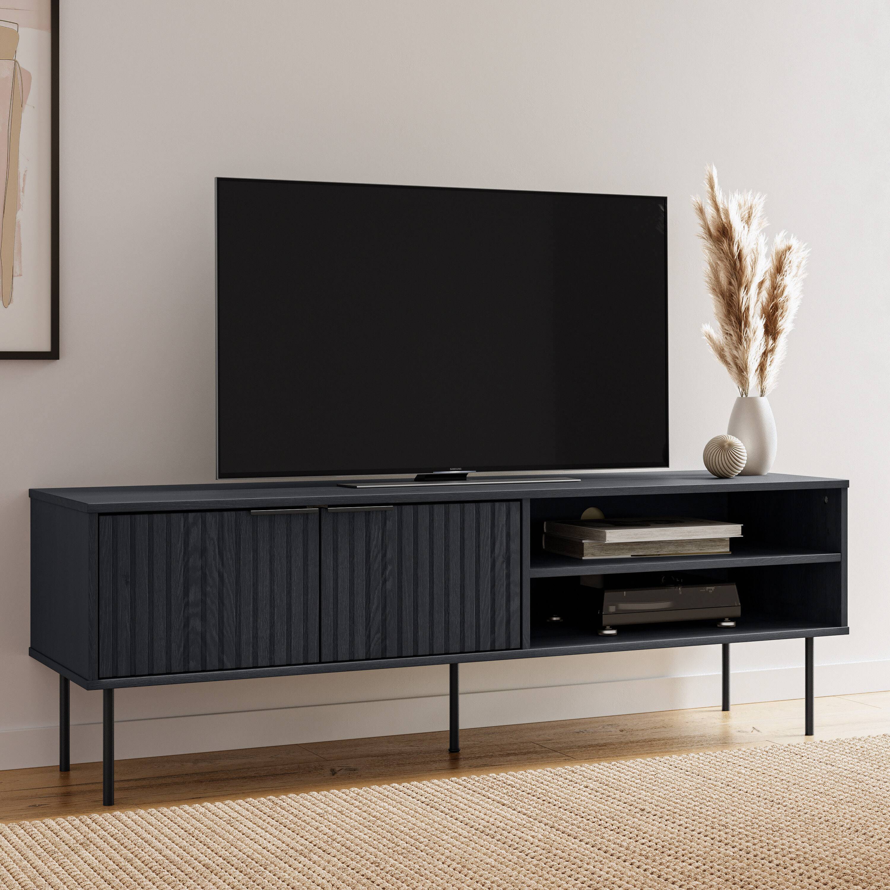 Alt View 24. CorLiving - Lysander Collection TV Stand with Cabinets for Most TV's up to 75" - Black.